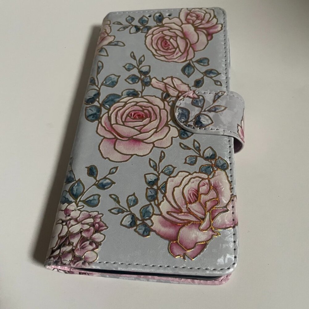 Floral Embossed Phone Wallet Case